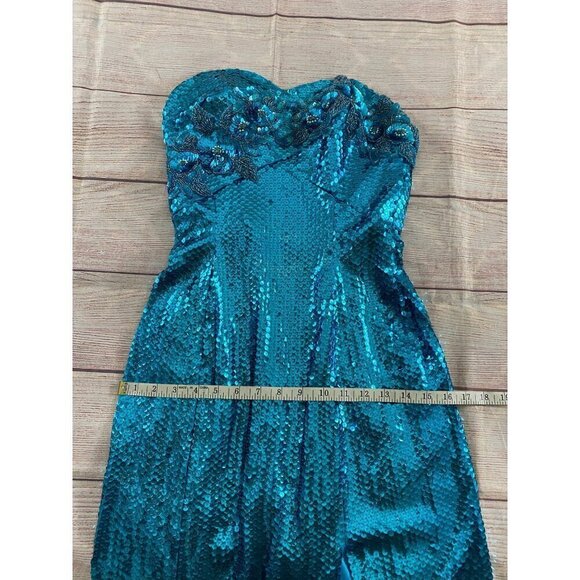 Vintage Mike Bennet Formals Women's Blue Sequin Evening Gown - 8 - Picture 6 of 14